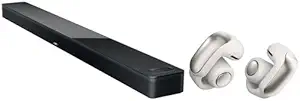 Bose Smart Soundbar Ultra Black, Bundle New Ultra Open Earbuds with OpenAudio Technology, White
