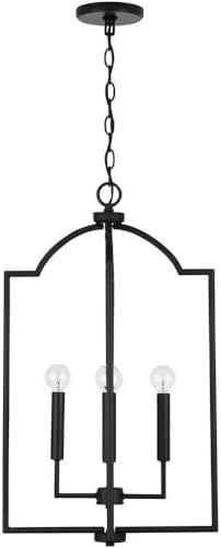 HomePlace Lighting 539341MB Carter Lantern-style Foyer Pendant Light, 4-Light 240 Total Watts, 27" H x 16" W, Matte Black