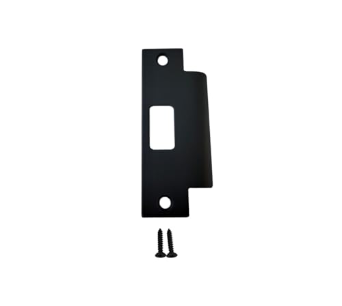QCAA Stainless Steel Extended Replacement Lock Strike Plate, Round Corner, 4-7-8 for Deadbolt, Matte Black, 1 Pack, Made in Taiwan