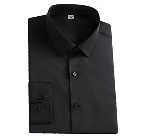 Chemise en soie extensible Pohullan anti-inconfort sans poche coupe standard Noir
