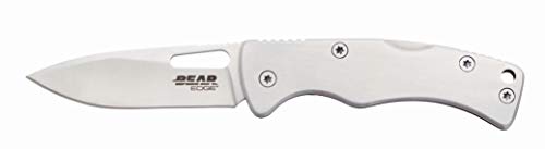 Bear Edge 2-3/4 Inch Moneyclip Knife, 440 Stainless Steel Blade and Handle with Keyhole Ring and Money Clip (BE524)