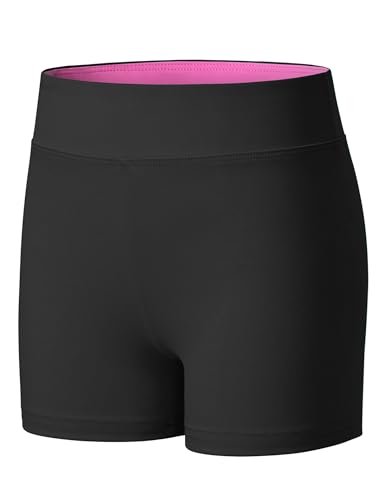 KEREDA Mädchen Kurze Sporthose Kinder Radlerhose Shorts Leggings Teenager Sport Hosen Elastisch Turnhose Schwarz 9-10 Jahre
