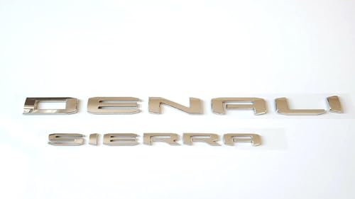 Image of 4Pcs Set 19-23 Denali DENALIHD Sierra Emblems 3D Letters Badges NAMEPLATE Stickers Decal Replacement for Sierra 1500 2500HD 3500HD Denali HD 23400374 (Chrome)
