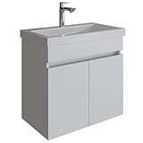 Planetmöbel Meuble sous Vasque avec lavabo en céramique 63x60x36,5 cm, Ensemble de Meubles...