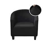 CRFATOP Soft Club Chair Slipcover Stretch Barrel Chair Covers Printed Tub Chair Slipcovers Round Couch Covers Spandex Armchair Sofa Cover Removable Furniture Protector for Living Room,Black