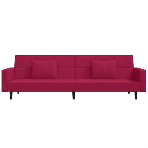 Sofá cama de 2 plazas con función de sueño de 220 cm ajustable con 2 almohadas 7