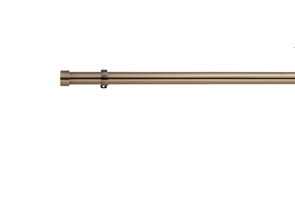 Lister Cartwright 28mm Antique Brass Fixed Metal Curtain Pole Set with Stopper Finial Voile Easy fit to Outdoor, Bedroom, Living Room (150 cm)