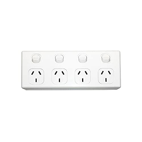 3A AU Quad Power Point 10A 250v 4 Gang GPO Socket Outlet - White
