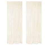 WOLTU Gardinen transparent mit Kräuselband 2er Set Vorhänge Leinenoptik Halbtransparent Voile Leinenvorhang Stores Fensterschal Dekoschal für Wohnzimmer Kinderzimmer Schlafzimmer, 140x245cm Sand
