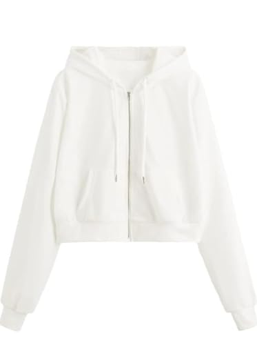 Image of Rabboni Women's Crop Fleece Hoodie Jacket | Full Sleeve Zip-Up Hooded Sweatshirt for Women & Girls | Soft Warm Casual Winter Wear Crop Hoodie