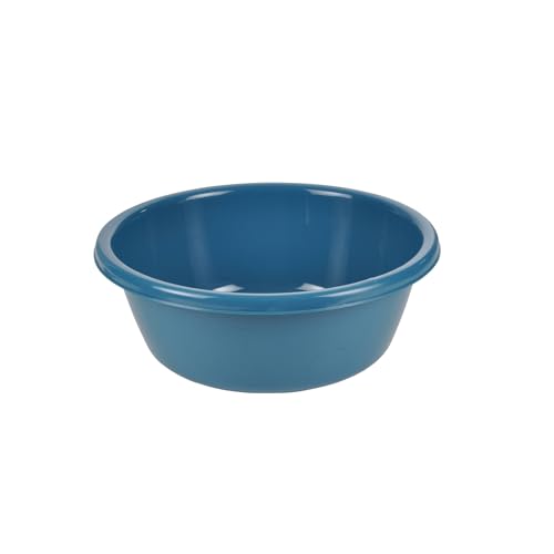 Homea, Cuenca Redonda de plástico, 4 L, D28 x 11 cm, Color Azul Pavo Real