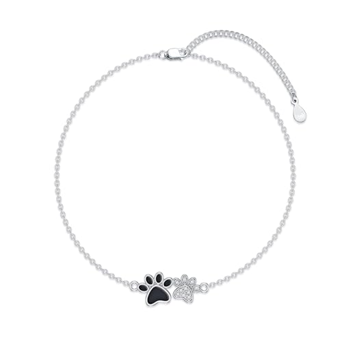 Image of 925 Sterling Silver Anklet Foot Bracelet with Crystal from Austria, Anklet Jewelry Gifts for Women 11 Inch Adjustable