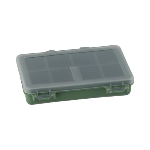 Dolvitrny Caja de aparejos de pesca de carpa de polímero de polipropileno, caja de almacenamiento de cebo de 1 a 8 compartimentos, compacta de 105 x 65 x 24 mm, caja de pesca verde para campo y pesca