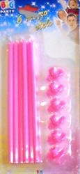 CANDELA STELO ROSA 6 PZ 19CM