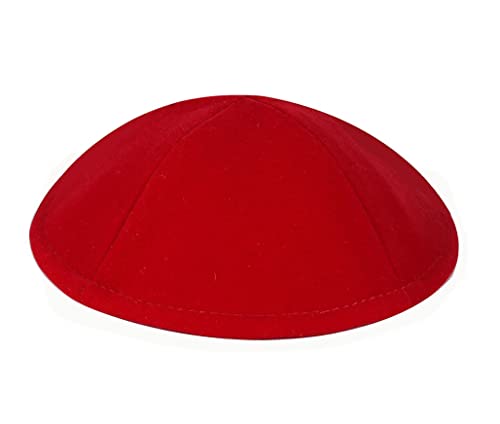 Deluxe Velvet Kippah Red Bulk Pack Yamaka for Bat Mitzvah Velour Kippot Yarmulke for Wedding, Passover Seder Bar Mitzvah Bris, Shul, Shabbat