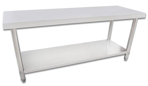 Beeketal 'BA200' Gastronomie Edelstahl Arbeitstisch 200 x 60 cm, Tisch bis 170 kg belastbar, Profi Gastro Küchentisch mit extra großer unteren Ablagefläche und justierbaren Stellfüßen