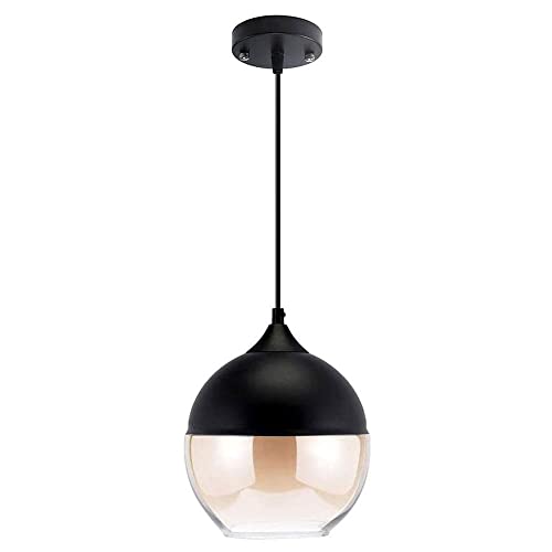 Suspension luminaire vintage E27 suspension verre ambré style rétro loft