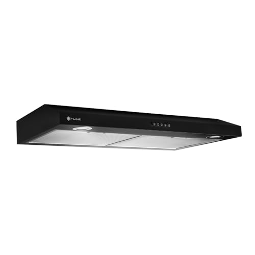La Mejor Recopilación de Campanas de Cocinas Integrales los 5 mejores. 41 Campana para Cocina 80 cm Fline | Gabinete Slim Negro Mate | Extractora 3 Velocidades | Acero Inoxidable | Filtro Lavable y De Carbón | Iluminación LED