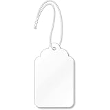 SmartSign White Price Tags with Pre-Strung Loop Strings - Pack of 1000 Marking Tags, Size-8, 12pt Thick Blank Merchandise Tags, 1.75