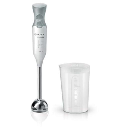 Bosch MSM66110 ErgoMixx Stabmixer, 600 Watt, abnehmbarer Mixfuß, Mixbecher, 2 Geschwindigkeitsstufen, weiß/grau