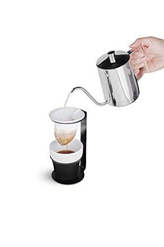 PRESSCA Mini Coador de cafe individual bronze. Refil de algodão, suporte de aço resistente. 15 cm de