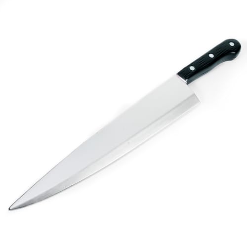 Hoappa 17.7 Inch PU Foam Chef Knife Prop with Plastic Core Large Realistic Display Knife Non-Functional Film & Costume Prop Black Handle