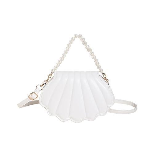 Image of SYGA Women's Casual Crossbody Purse, Small Size With Zipper Closure Shell Bag (White)