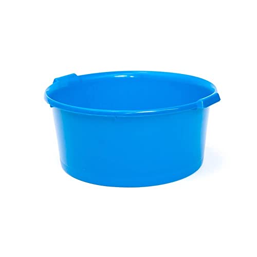 CABLEPELADO Barreño de plastico Redondo con Asas, Balde de plástico, Cubo de Agua, Cubeta de plástico, Tina Multiusos, Cubo Limpieza, Capacidad 20 litros, Diámetro 42 cm, Altura 20 cm, Azul