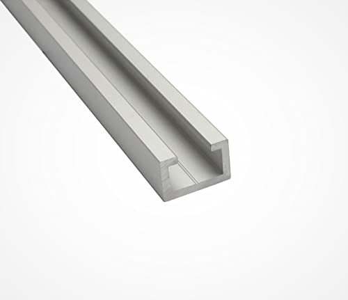 Aluminium C-Profil Silber 17x11mm | 1m | eloxiert | mit Bohrnut für M8 Schrauben | Führungsschiene für Frästisch Anschlag & Schienensystem | 1 Stück