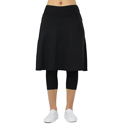 Women Athletic Knee Length Skirts with Leggings,Skorts Leggings&Skirted Capris Skorts for Women Yoga Pockets3