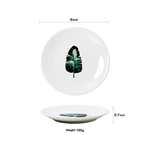 6-Inch-Set-of-6-Assorted-Designs-Small-Porcelain-Plates-with-Plants-PatternWhite-Ceramic-Dinnerware-for-Appetizer-Luncheon-Snacks-Dessert-Serving-Bread-Microwave-Oven-Dishwasher-Safe 6 Inch Set of 6 Assorted Designs Small Porcelain Plates with Plants PatternWhite Ceramic Dinnerware for Appetizer Luncheon Snacks Dessert Serving Bread Microwave Oven Dishwasher Safe