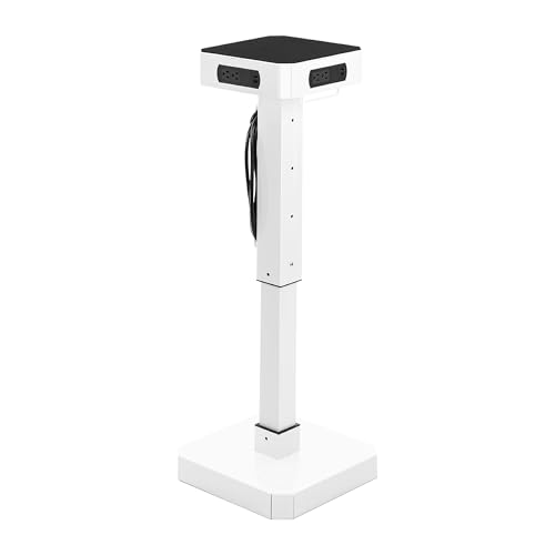 PowerPro Rolling Charging Station Tower | Portable Charger with 8 USB Ports & 8 AC Outlets | Multi-Device Charging for Schools, Offices & Events | Mobile Design, No Assembly Required (White)