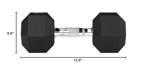 Amazon Basics Rubber Hex Dumbbell Hand Weight, 30 Pounds, Single, Black image 5