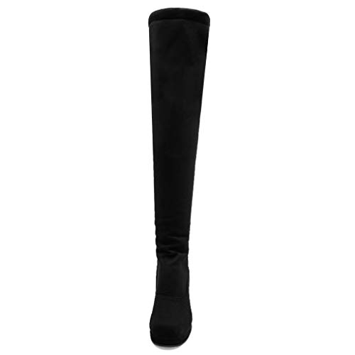 Caradise Womens Stretchy Faux Suede Thigh High Chunky Platform Over The Knee Boots4
