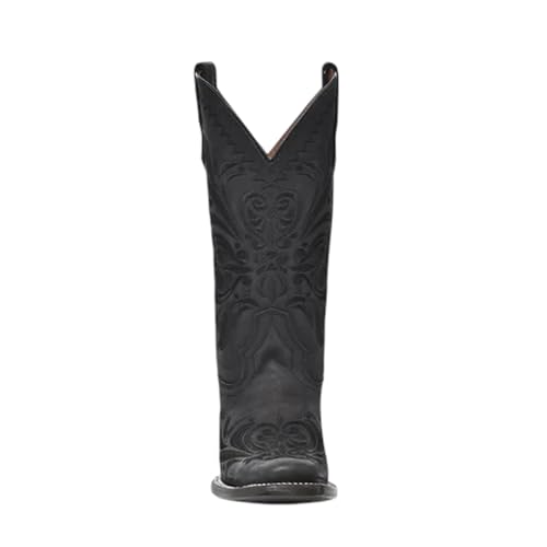 Corral Boots Women's All Black Tooled Inlay Square Toe Boots3