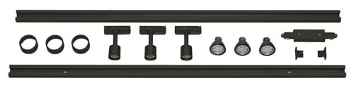SLV PURI 1PHASEN-HOCHVOLT-SET | Aufbau-Schiene Stromschienen-System |dreiflammig schwarz inkl. 2x1 m Hochvoltschiene 3xPURI Längsverbinder 2 Endkappen 3x Dekoring 3x LEDs