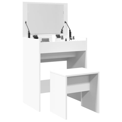 Tocador con espejo, cajón y almacenamiento Mangloder 60x40x113,5 cm 2