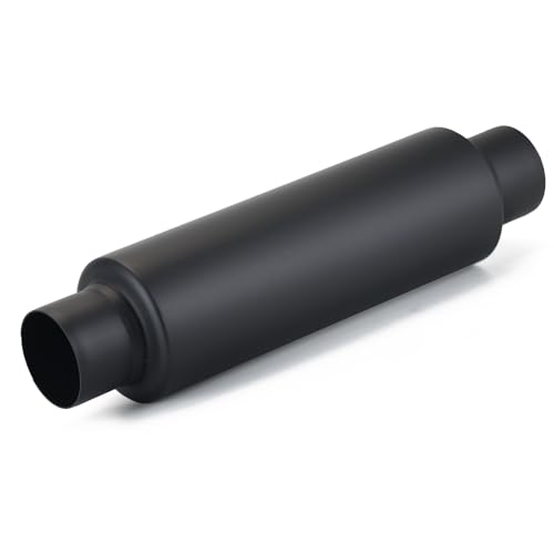 Image of A-KARCK 2.5 inch Inlet Exhaust Resonator, 2.5 inch Inlet 2.5 inch Outlet 16 inch Overall Length Muffler Resonator Stainless Steel,Polished (Black)