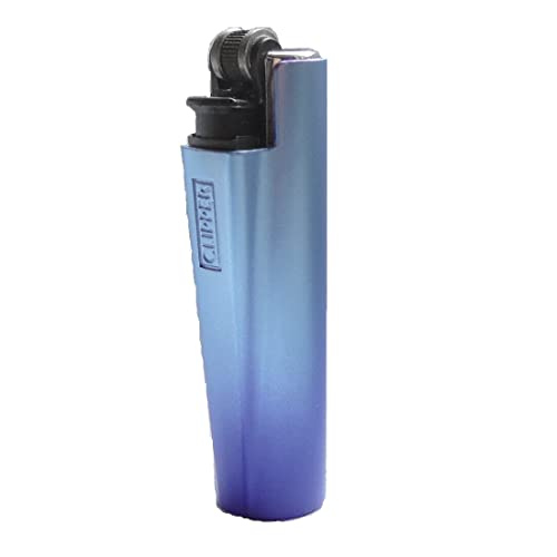 Clipper Micro Gas-Feuerzeug mit Gradient-Blauer Hülle mit SOFORTGRAVUR +VORSCHAU: Gravur inklusive (Gasfeuerzeug, nachfüllbar) Cover