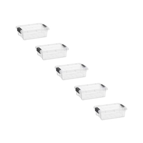Image of Superio 0.7 Quart Mini Clear Plastic Storage Container with Lid, Stackable Small Organizer Box for Crayons, Art Supplies, Beads, Sewing, Stationery & Food Storage, 5 Pack