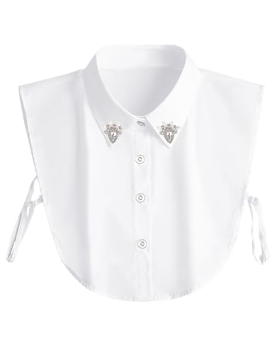 Handcrafted Faux Diamond and Pearl Fake Collar Shirts Versatile Dickey Collar Half Shirt Collar for Women