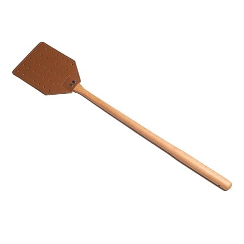 Tape Mosca Interior | 49 cm Matamosca Manual de Interior | Raqueta de piel sintética con mango de madera para abejas, avispas, mesa, restaurante, cocina, casa, jardín, patio, sala de estar