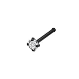 Mesnt Piercing de acero quirúrgico, 1 pieza de piercing recto para la nariz, estrella con circonita cúbica, 0.8x7x3mm, Metal, Circonita cúbica
