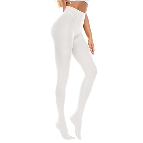 Image of American Trends Tights for Women, 80D Semi Opaque High Waisted Pantyhose, Footed Run Resistant Dance Tights Stockings