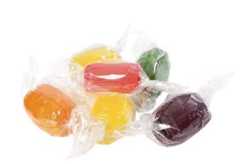 Bayside Candy Barriles de frutas surtidos envueltos a granel dulces duros  naranja, cereza, manzana, limón, uva (3 libras)