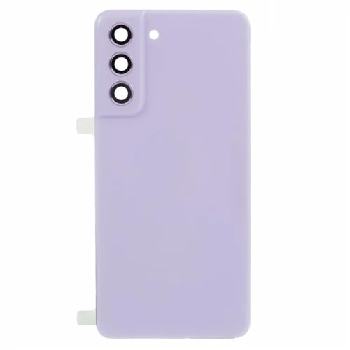 Copri Batteria compatibile con SAMSUNG GALAXY S21 FE G990B SM-G990B retro Posteriore Back Cover Scocca coperchio plastica rigida + lente con cornice + Biadesivo adesivo perincollato Viola
