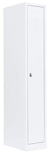 Lüllmann Spind Garderobenschrank voll verschweißt Stahlschrank Metallschrank Kleiderspind 1800 x 315 x 500 mm Signalweiß