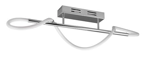 Reality Leuchten RL LED Lámpara de Techo Argos R62361106, Metal Cromo, Plástico Blanco, excl. LED de 28 vatios, Regulador de intensidad