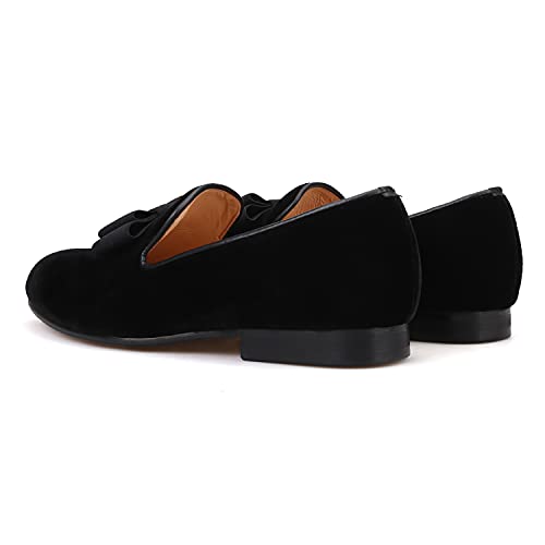 HI&HANN Men's Flats Loafer with Bow-Knot Shoes Slip-on Loafer Smoking Slipper4