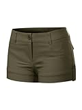Design by Olivia Women's Body Enhancing Comfort Modern City Cuffed Short with Pockets Dark Olive M